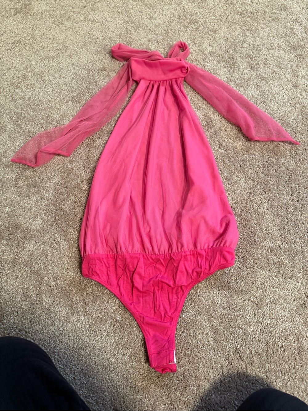 Blue Blush Hot Pink Halter Bodysuit